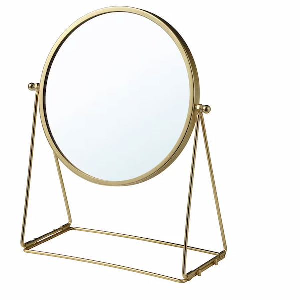 آینه رومیزی گرد ایکیا LASSBYN – طلایی- دیالکتیک شاپ (2)